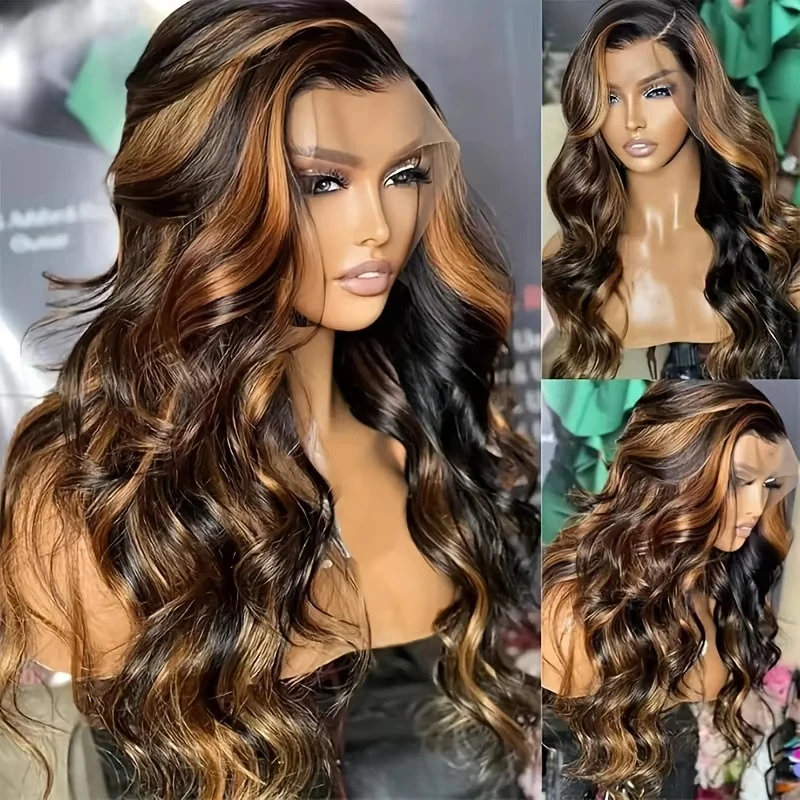 

Ombre Highlight Wig Human Hair HD 13x6 Lace Front Wigs Human Hair 1B/30 Body Wave Highlight Remy 13x4 Lace Front Wigs Human Hair