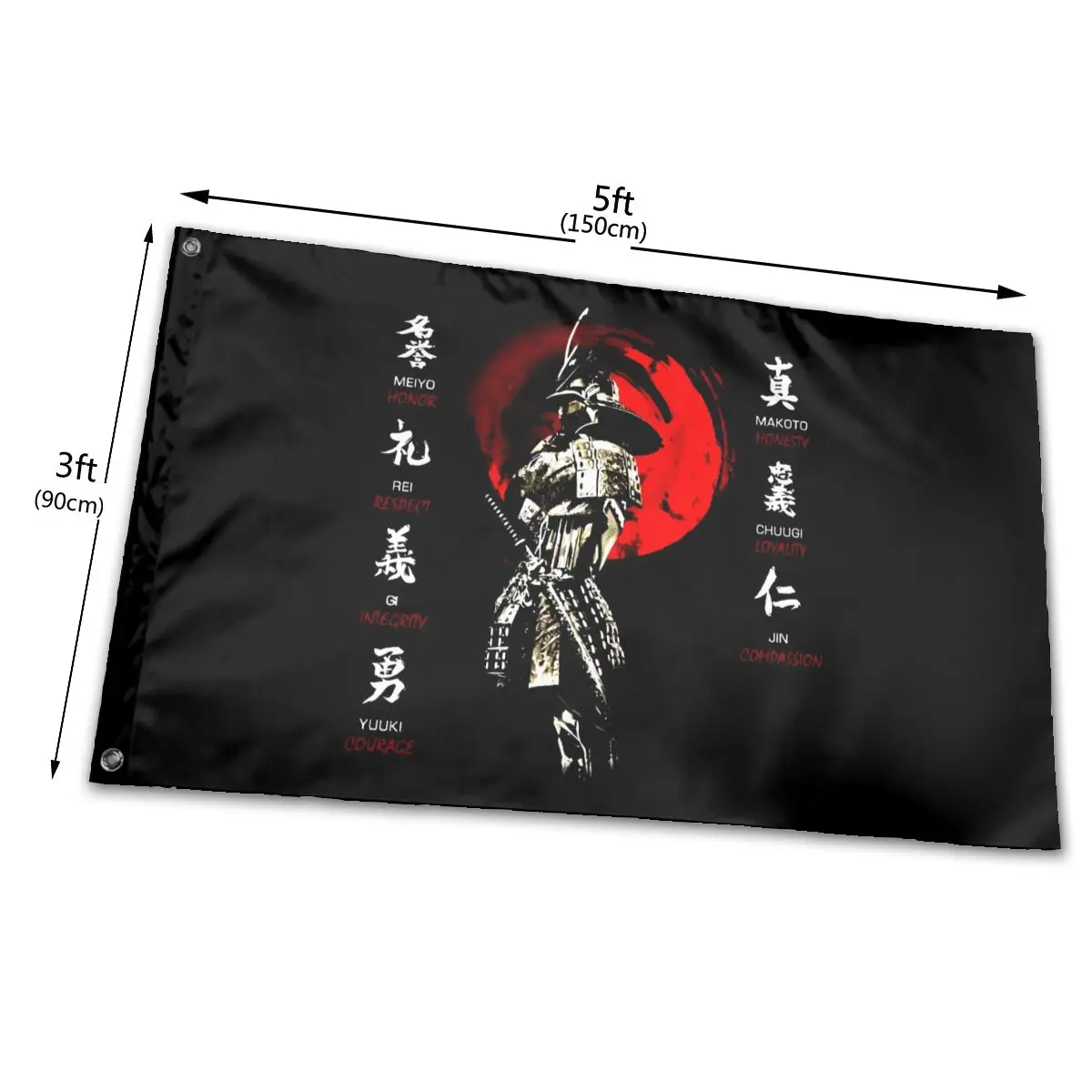 Bushido Code Virtues Samurai Sword Japanese Ronin Katana Summer Style Holiday Pattern More Colors Flag