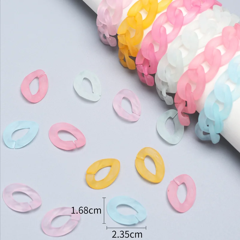 50Pcs New Acrylic Transparent Frosted Phone Case Chain Simple Bag Solid Color Chain Accessories 24*17mm L3