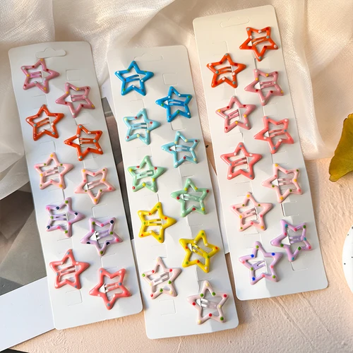 Imagen 2 del producto 10 unids/tarjeta de horquillas con forma de gota de agua coloridas y bonitas para niñas, pinzas para el cabello dulces, pasadores para niños, Clip deslizante, accesorios para el cabello de moda 2025