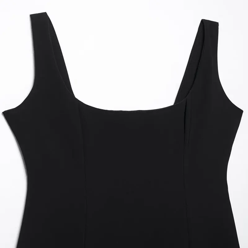 ฤดูร้อน 2025 ใหม่ผู้หญิงยาวกว้างสายคล้องไหล่สแควร์ Midi Dr เดินทาง Sle Svel วัสดุอื่นๆ 00%