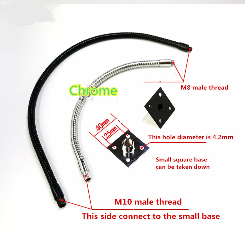 Support de lampes Flexible à col de cygne Led, diamètre 10mm/8mm, avec petite Base carrée, tuyau en fer, lampe universelle, tuyau souple, Tube Serpentine, bricolage