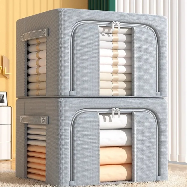 

Collapsible Multifunctional Steel Frame Oxford Cloth Storage Box, suitable for large-capacity clothing and quilts in wardrobes