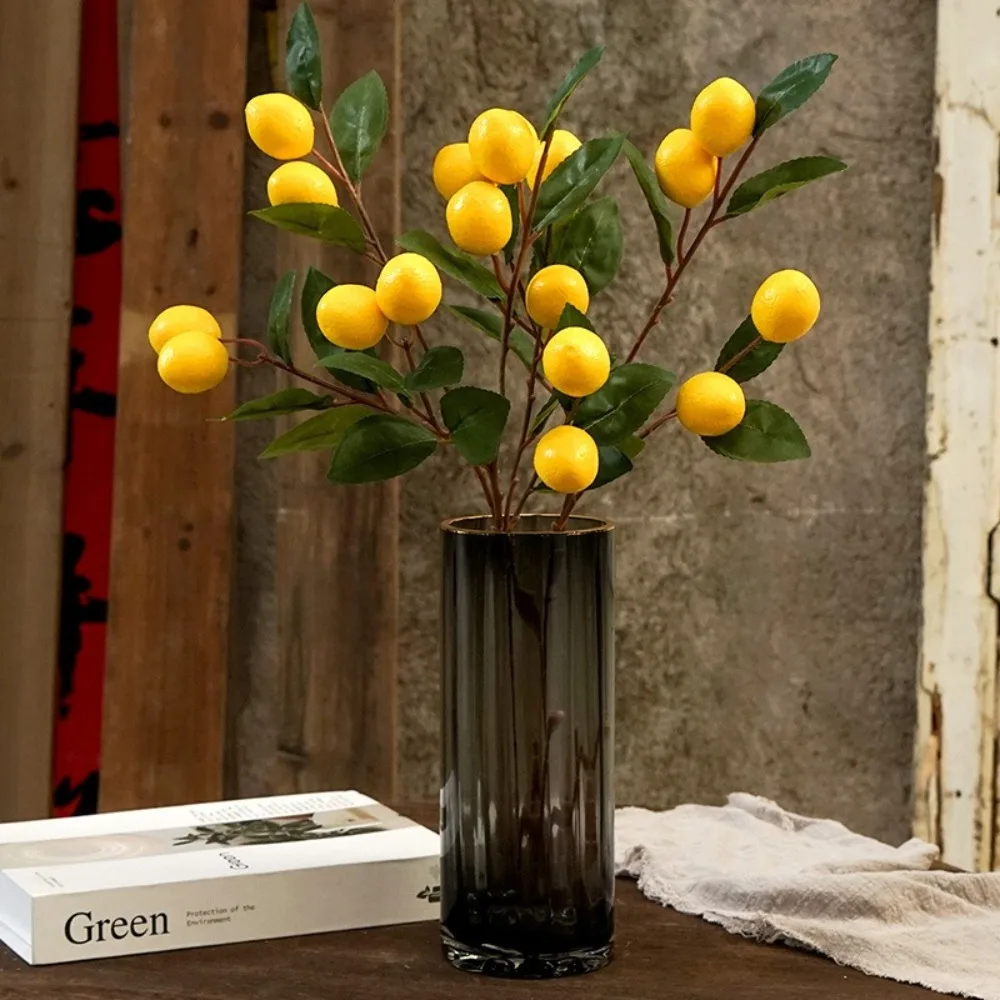 

Luxury Artificial Lemon Branch Elegant Plastic Artificial Lemon Fruit Handmade Simulation Fruit Tree Holiday Party Wedding