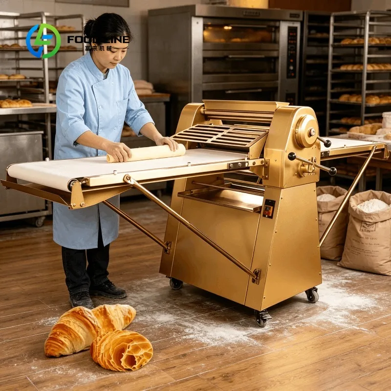 Customized Automatic Commercial Laminator with Reversible Rollers for Puff Pastry and Croissant Sheeting