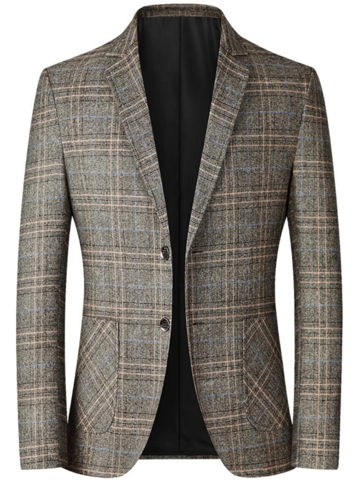 

Универсальный мужской шерстяной костюм Jaet, повседневный модный клетчатый дизайн, всесезонный костюм-стойка Long Sve Urban Sle Faionable