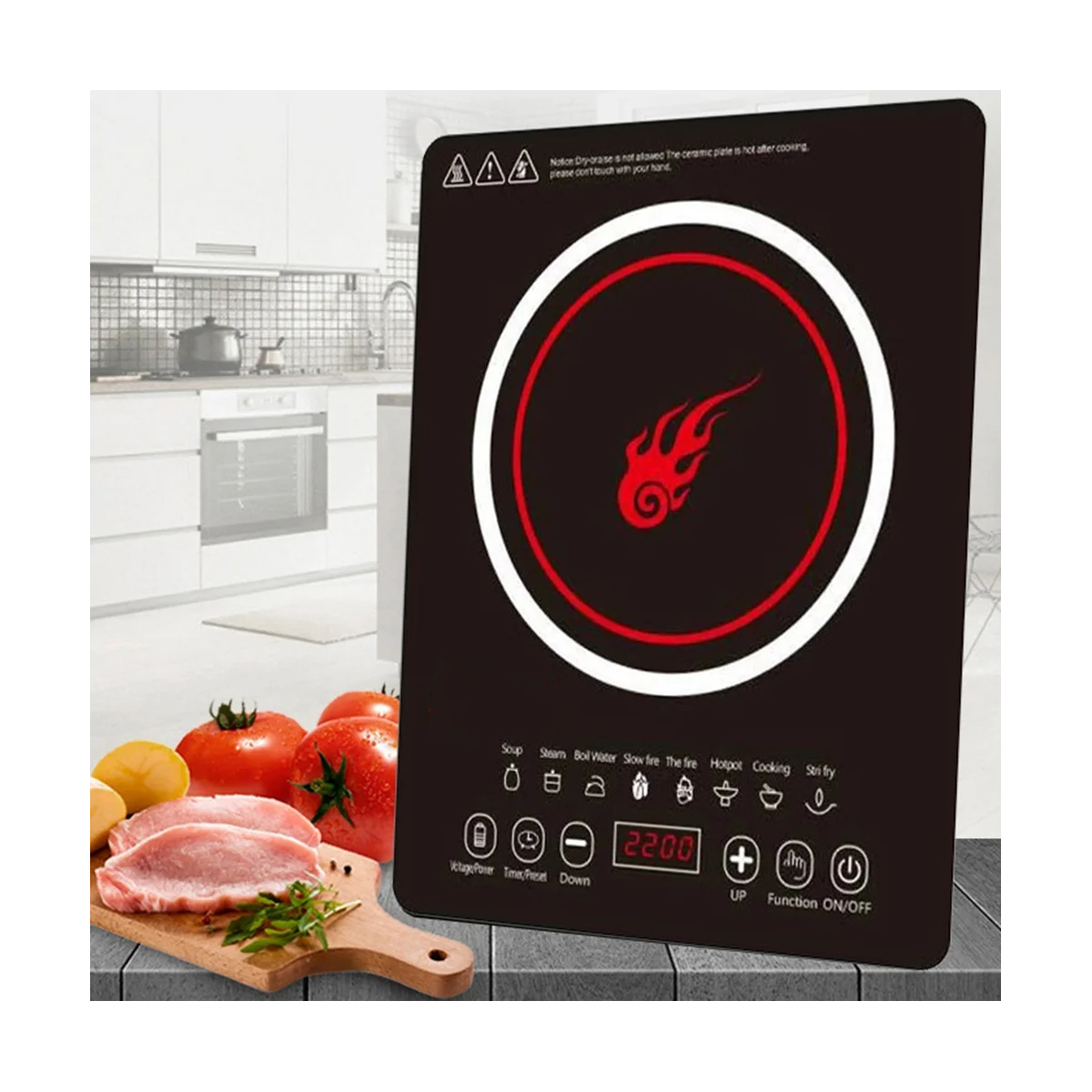 Портативная индукционная варочная панель с 8-уровневой горелкой на столешнице, электрическая индукционная плита, вилка стандарта США