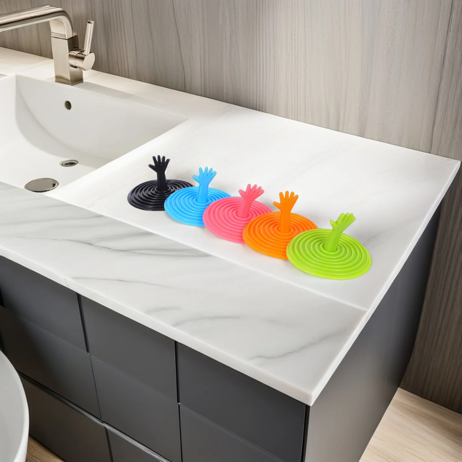 

5 Pcs Kitchen Drain Plugs Bath Tub Cover Sink Plug Stopper Kitchen Pool Bath Tub Drain Cover Black Blue Pink Green
