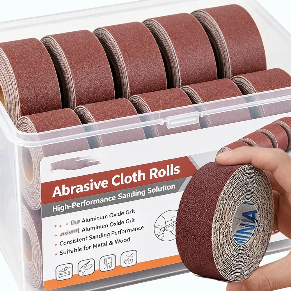 Continuous Sandpaper  Roll Abrasive Cloth Aluminium Oxide for Wood Furniture Finishing Auto Polishing 80/100/120/150/180/240Grit