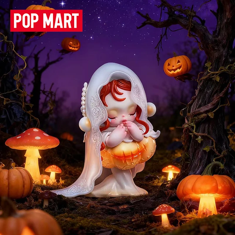 Oficial merch popmart crânio panda aliança da lua branca figura brinquedos figura de ação crânio panda modelo colecionável bonecas