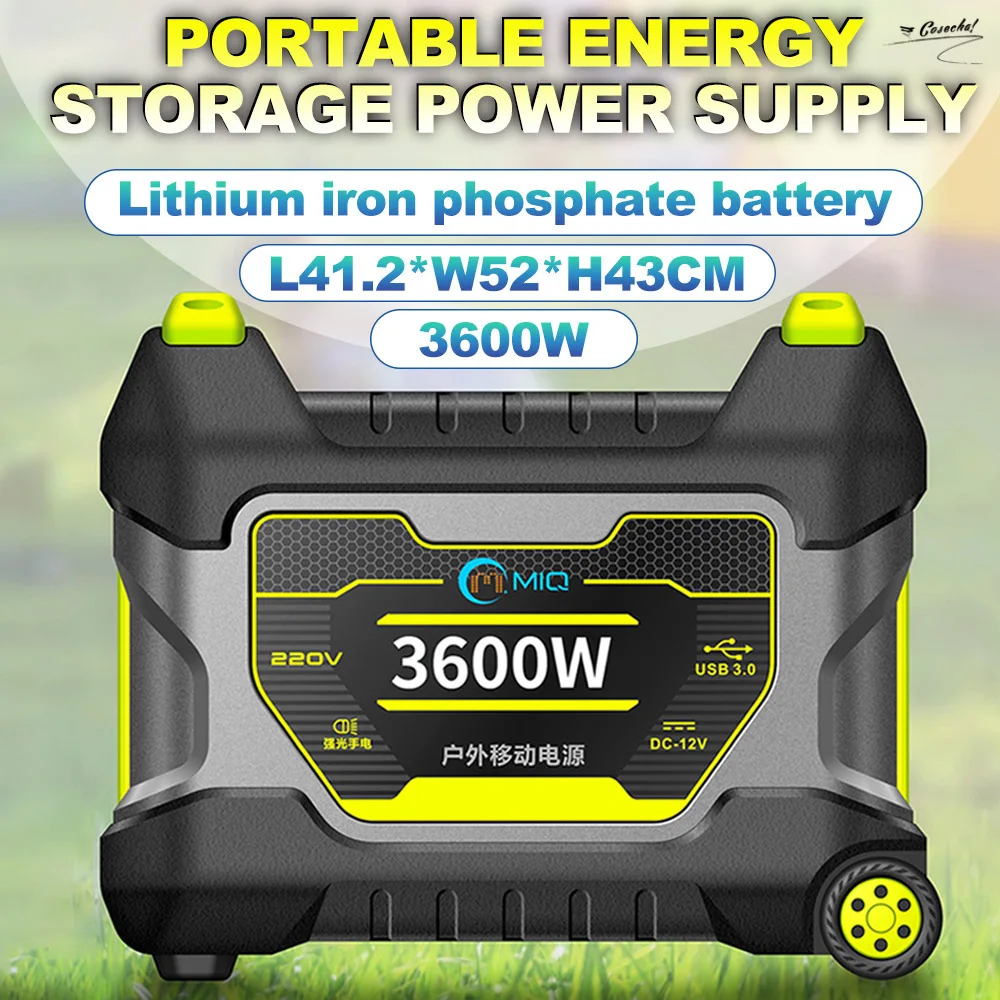 3600W/3000Wh Large Capacity Power Station  Portable 220V Rechargeablelithium Iron Phosphate Battery  Camping Travel Power Bank