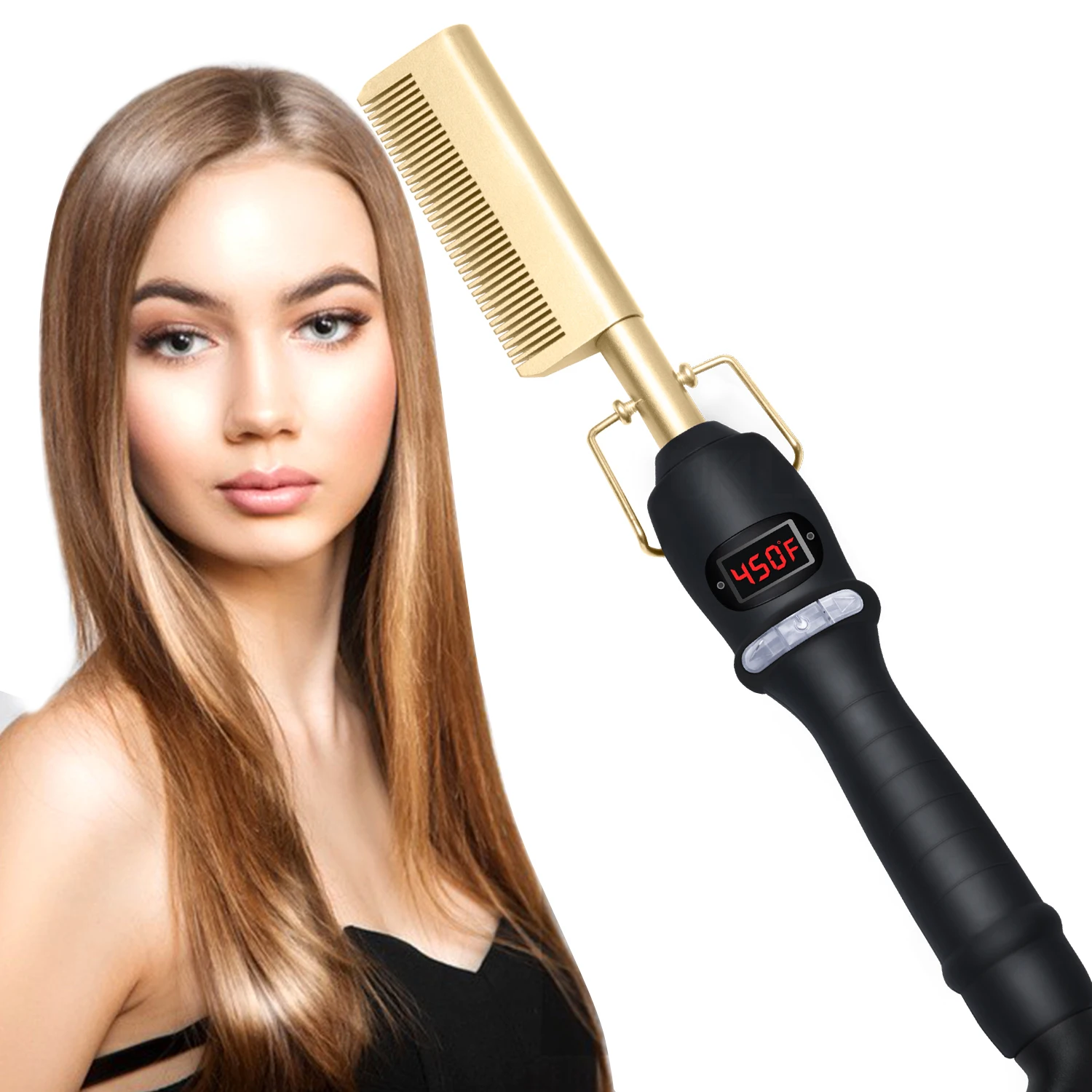 Hair Straightener Hot Comb Curler Fast Heating Women Straightener Corrugation Press Styler Curling Comb Styler Tool Brush