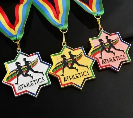 

The medal of the octagonal running competition for two new marathon gold foil neck hanging children's games