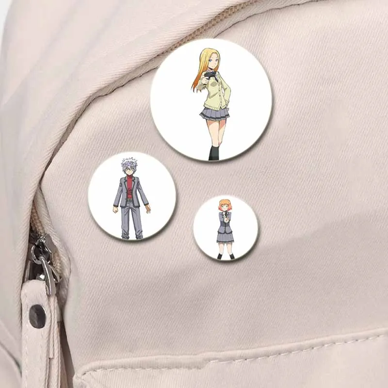 58mm Anime Assassination Classroom Round Pins Cartoon Character Badges Cosplay Handmade Tinplate Brooch for Clothes Decoration