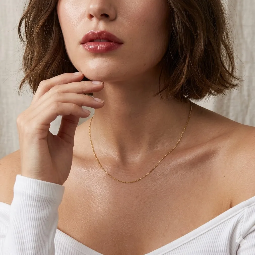 Modische Goldfarben-Gliederkette für Damen aus Edelstahl, 40+5cm Verstellbare Choker-Halskette, Einfacher Partyschmuck, Bijoux