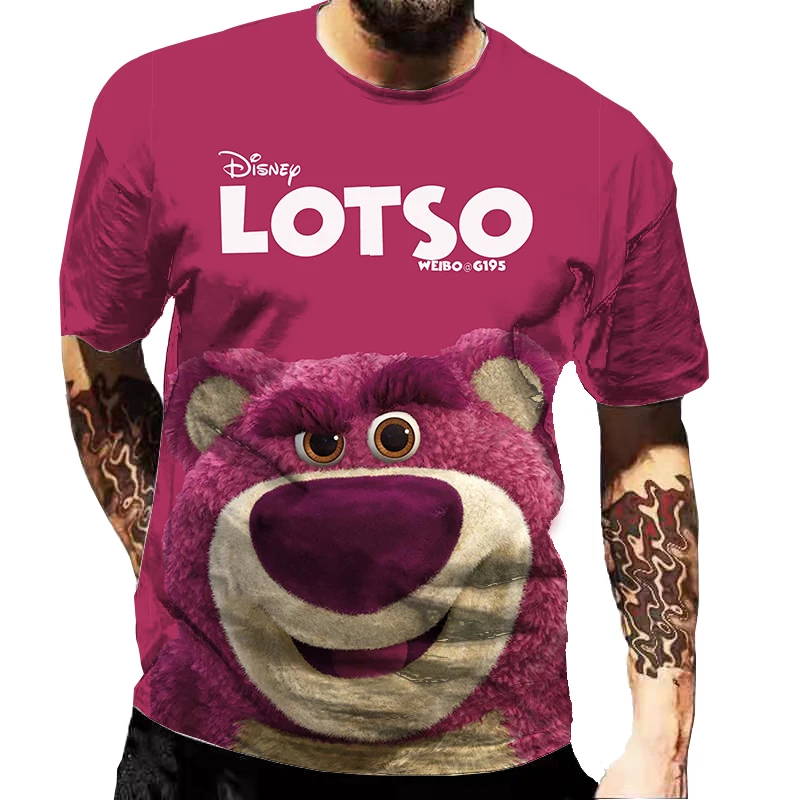 

Disney Strawberry Bear 3D Print Couple T-Shirt Men's Harajuku Fashion Graphic T-Shirt Men's Short Sleeve O-Neck T-Shirt