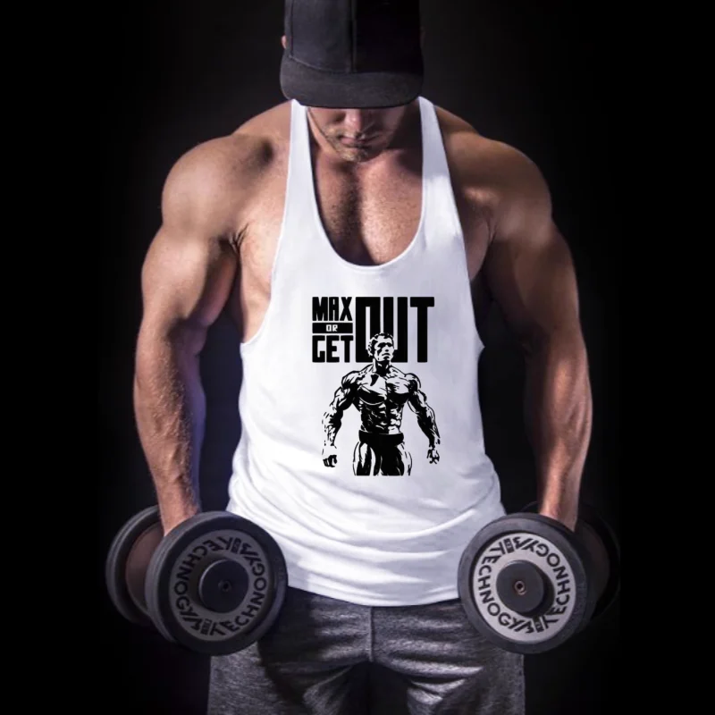Men's Motivational Muscle Graphic Stringer Vest - Y-Back Muscle Training Undershirt, Sports Top for Gym Workout Bodybuilding