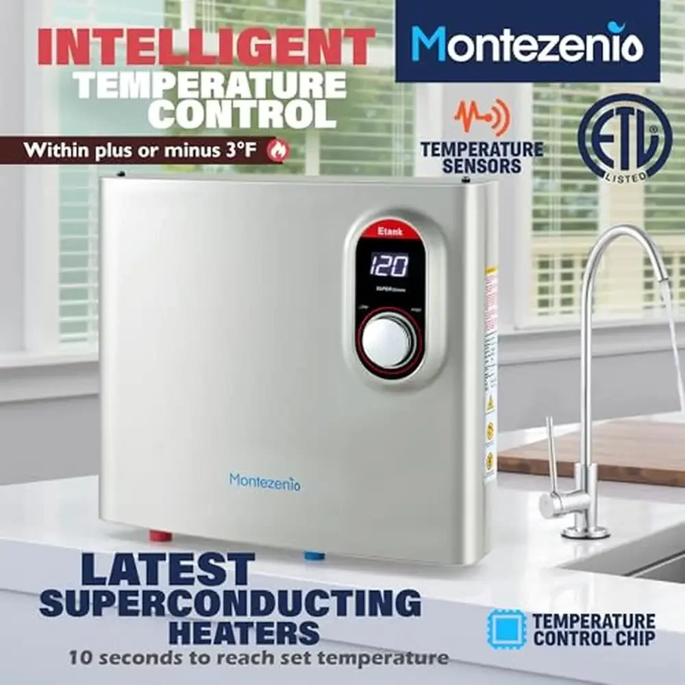 Tankless Electric Water Heater 27kW Instant Hot Water Demand Small Compact Design Intelligent Thermostat Energy Saving Endless image 2