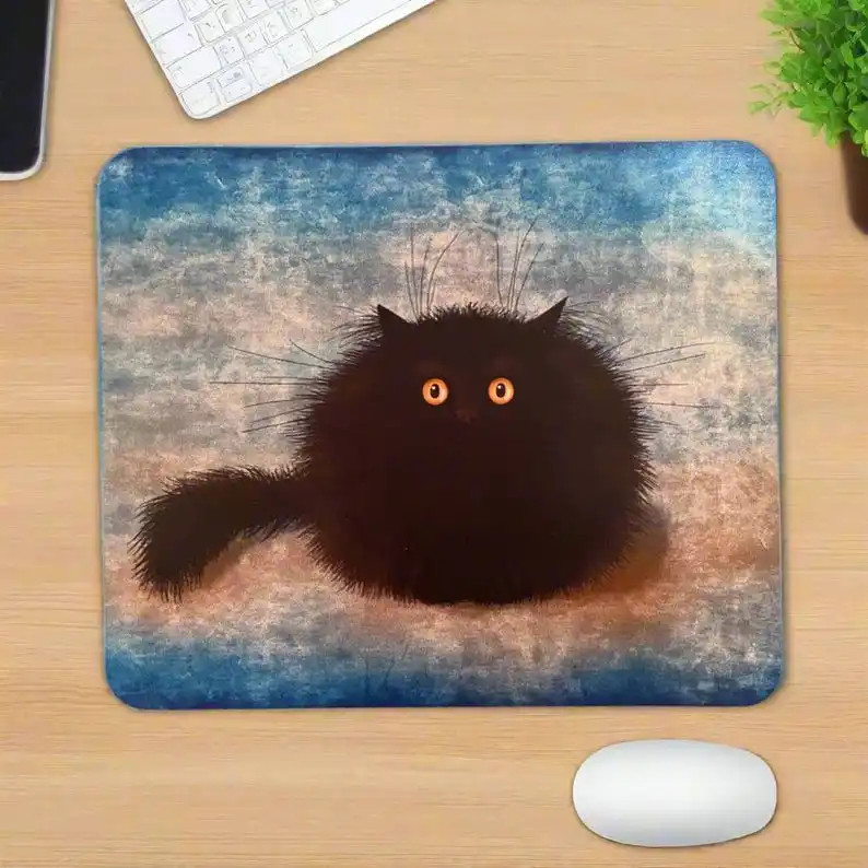 

Cute black cat mouse pad small high-quality anti-slip rubber washable PC accessories table mat, carpet, high-definition printing