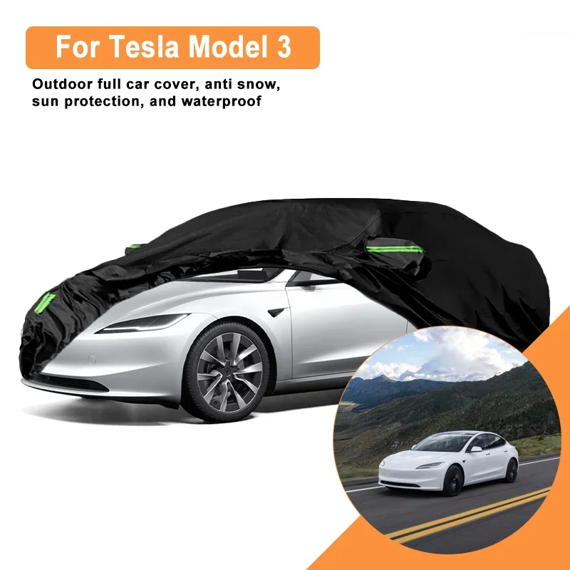 

For Tesla Model 3 Car Full Cover - Outdoor Waterproof Snowproof Sunshade, Winter & Summer All Weather Auto Protection Accessory