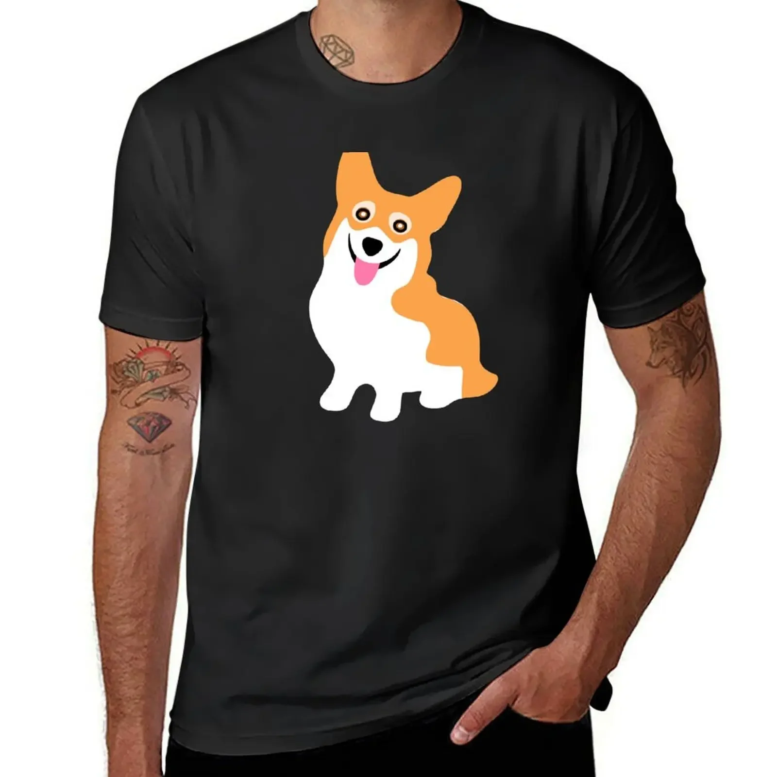 

Футболка Corgi Smile, винтажная аниме-футболка оверсайз, Мужская футболка чемпиона