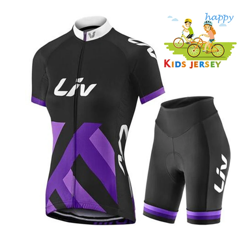 Children 2022 Breathable LIV Kids Cycling Jersey Set Short Sleeve Bike Clothing Girl Summer Child Bicycle Clothes Wear Quick Dry