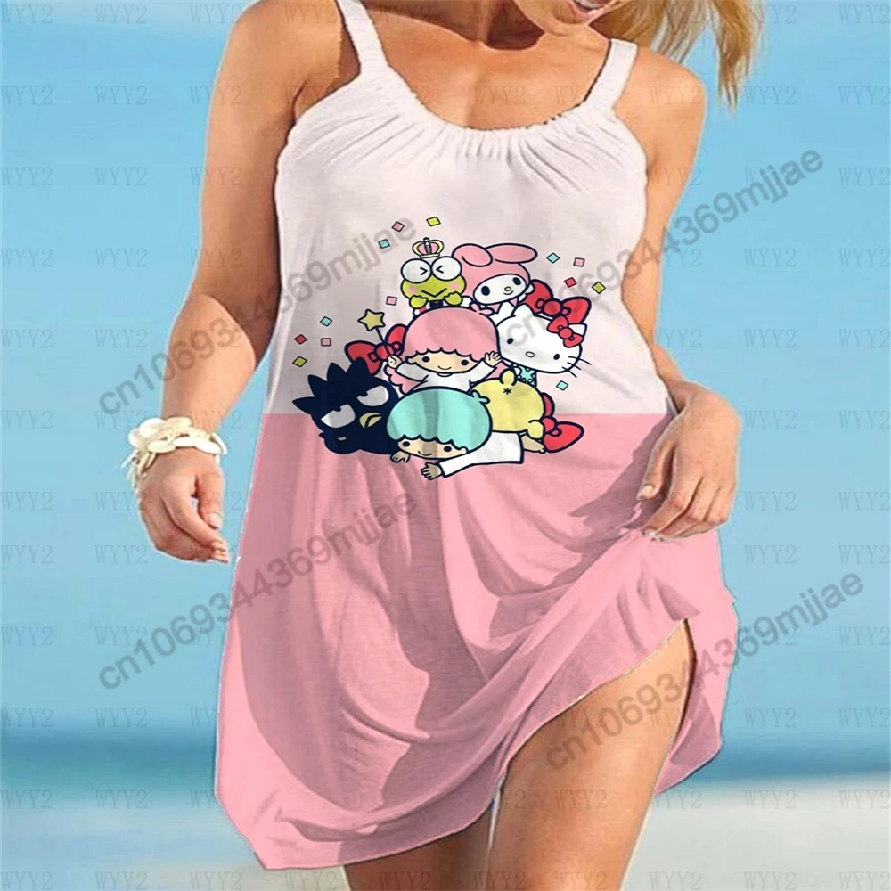 HelloKitty Summer Tops for Women 2023 Round Neck Women's T-shirt Beach Dresses Woman Clothes Zevity Womans Clothing Y2k Top Tees