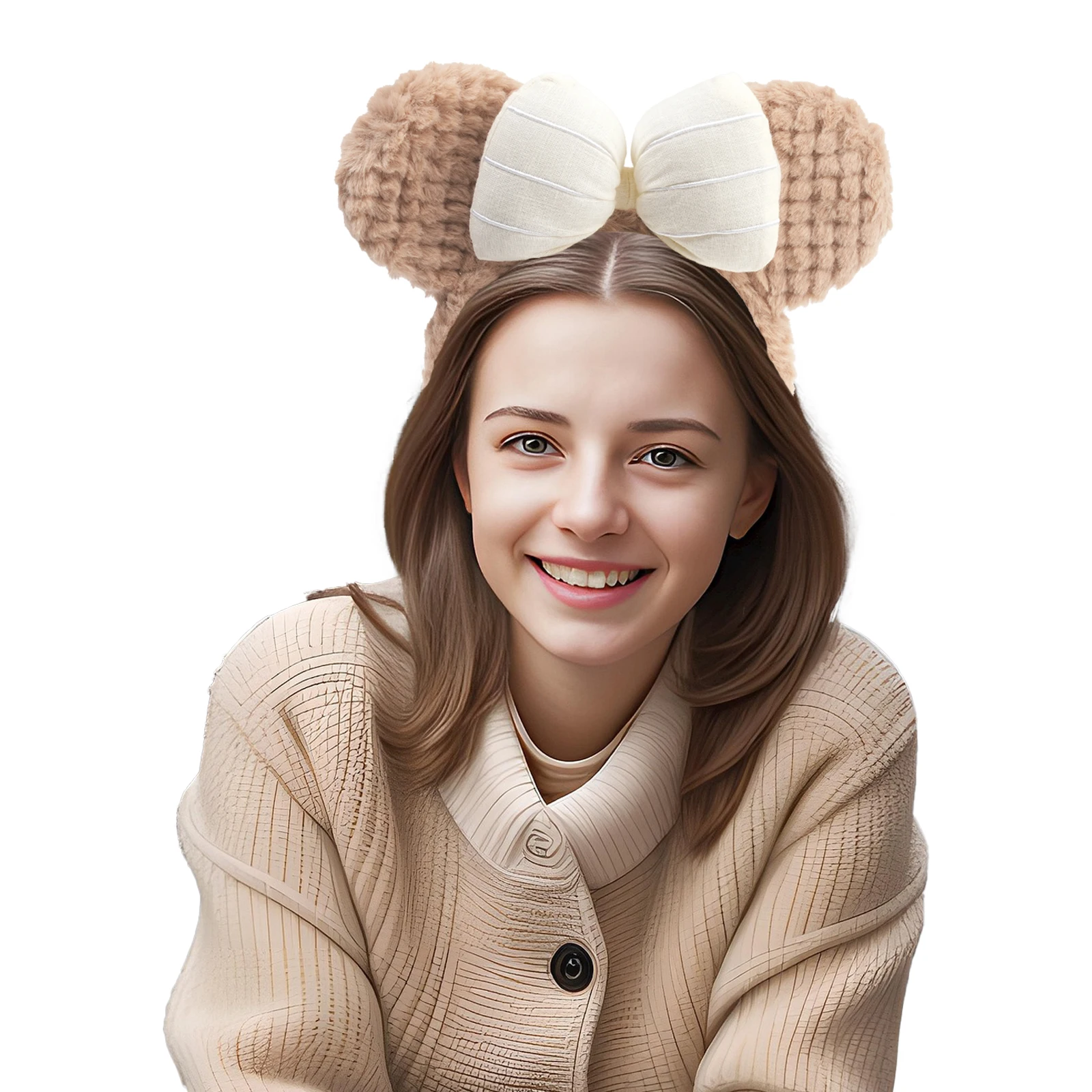 Girls Big Ear Mouse Plush Headband Cartoon Face Wash Headwear Cosplay Decoration Christmas Party Cloth Hair Band Adult/Children
