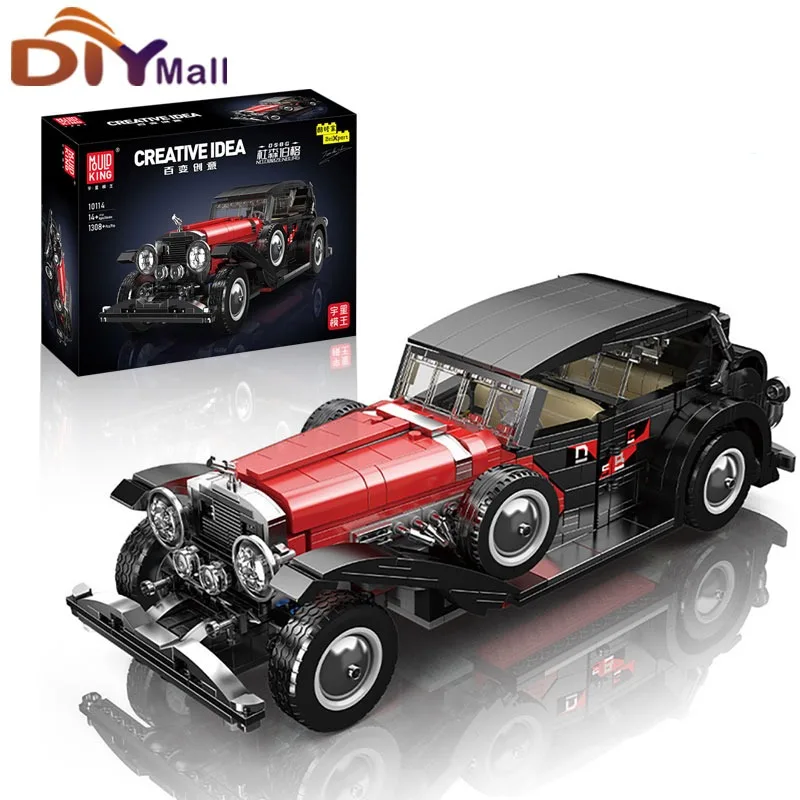 

MOC 1308 шт. технический красный винтажный автомобиль 10114 классическая сборная модель 1930-х годов коллекционный набор строительных блоков для взрослых головоломка в подарок
