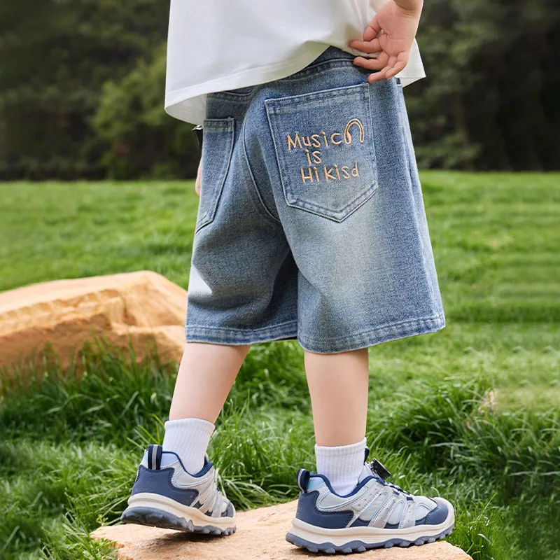 5-14Y Children's Jeans Pants Summer Letter Comfortable Denim Shorts for Boys  Kid's Loose Casual Trousers Clothes H130-25