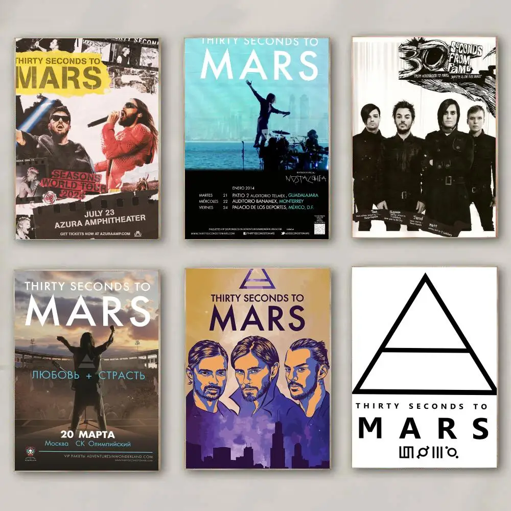 band T-Thirty Seconds To Mars-S Poster Modern Wall Decal for Living Room Cafe Office Bar and Bedroom