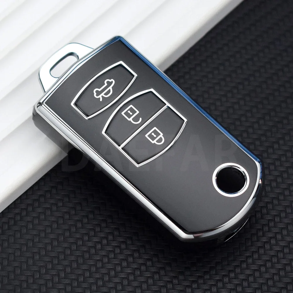 لمازدا 2 3 5 6 CX7 CX9 RX8 MX5 MPV Demio 2 3 أزرار بولي TPU مفتاح حامل غطاء مفتاح السيارة عن بعد قذيفة فوب حقيبة حامي