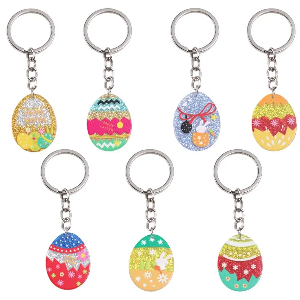 Happy Easter Easter Egg Keychain Rabbit Colorful Eggs Egg Easter Keyring Decorations Basket Stuffer Easter Bunny Keyring