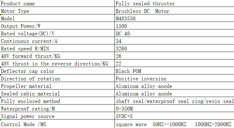 M483530 48V Motor Rov Thruster Bow Thrusters Motor Underwater for Small Boats/ROV