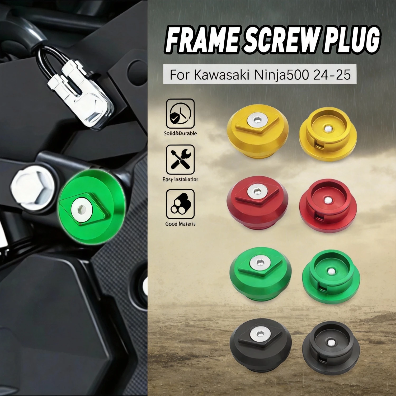 

Accessories moto Fairing Bolt Screw Frame Hole Cover Caps Plug For KAWASAKI NINJA 500 2024 2025 Decorative Frame Cap Set