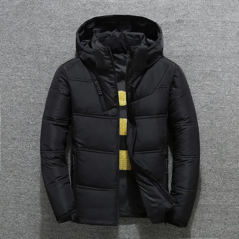 Warm Men's Short Down Jacket for Winter White Duck Down Coat Hooded Outdoor Activities Casual Wear Puffer Jacket Men JK-041