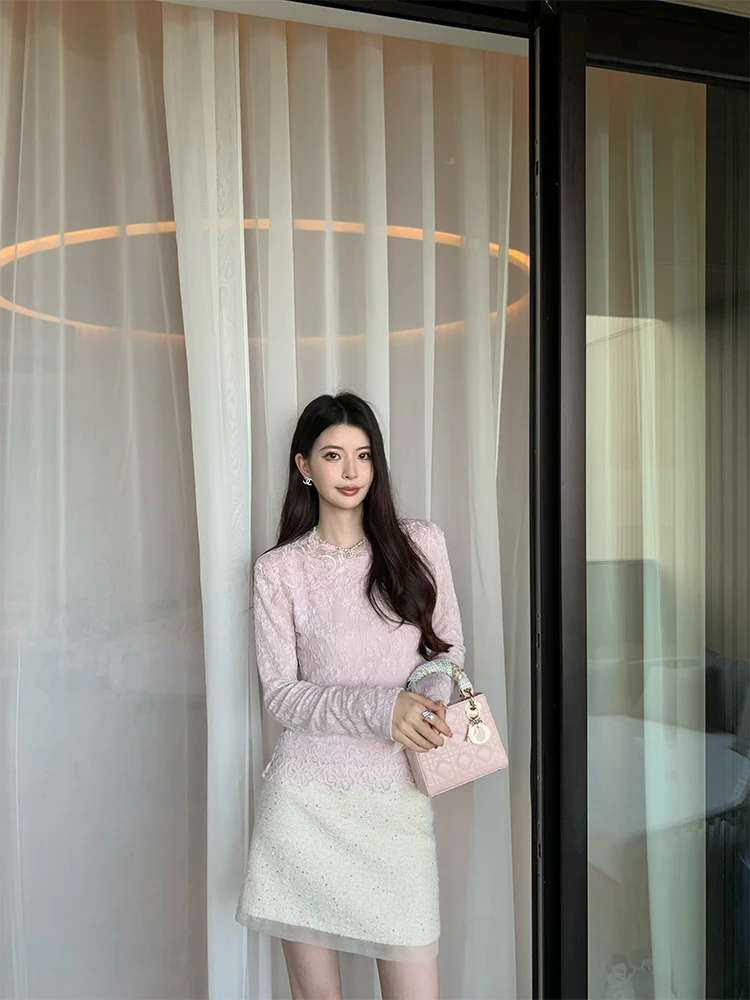 

Женский облегающий топ KUN фиолетового цвета с круглым вырезом, вязаный, с эффектом утяжки талии, французский стиль, весенняя новинка, полиэстер