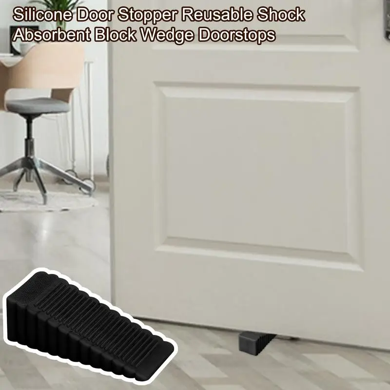 Reusable Shock Absorbent Block Wedge Doorstops Soft PVC Door Stopper Home Office Door Anti-collision Stopper For Floor Wall