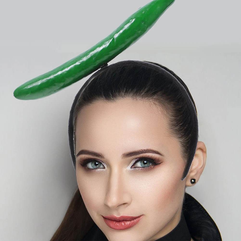 

2Pcs Cucumber Realistic 3D Vegetable Headband Adult Party Accessories Novelty Hoop Hairstyle Thanksgiving Head Boppers Tool