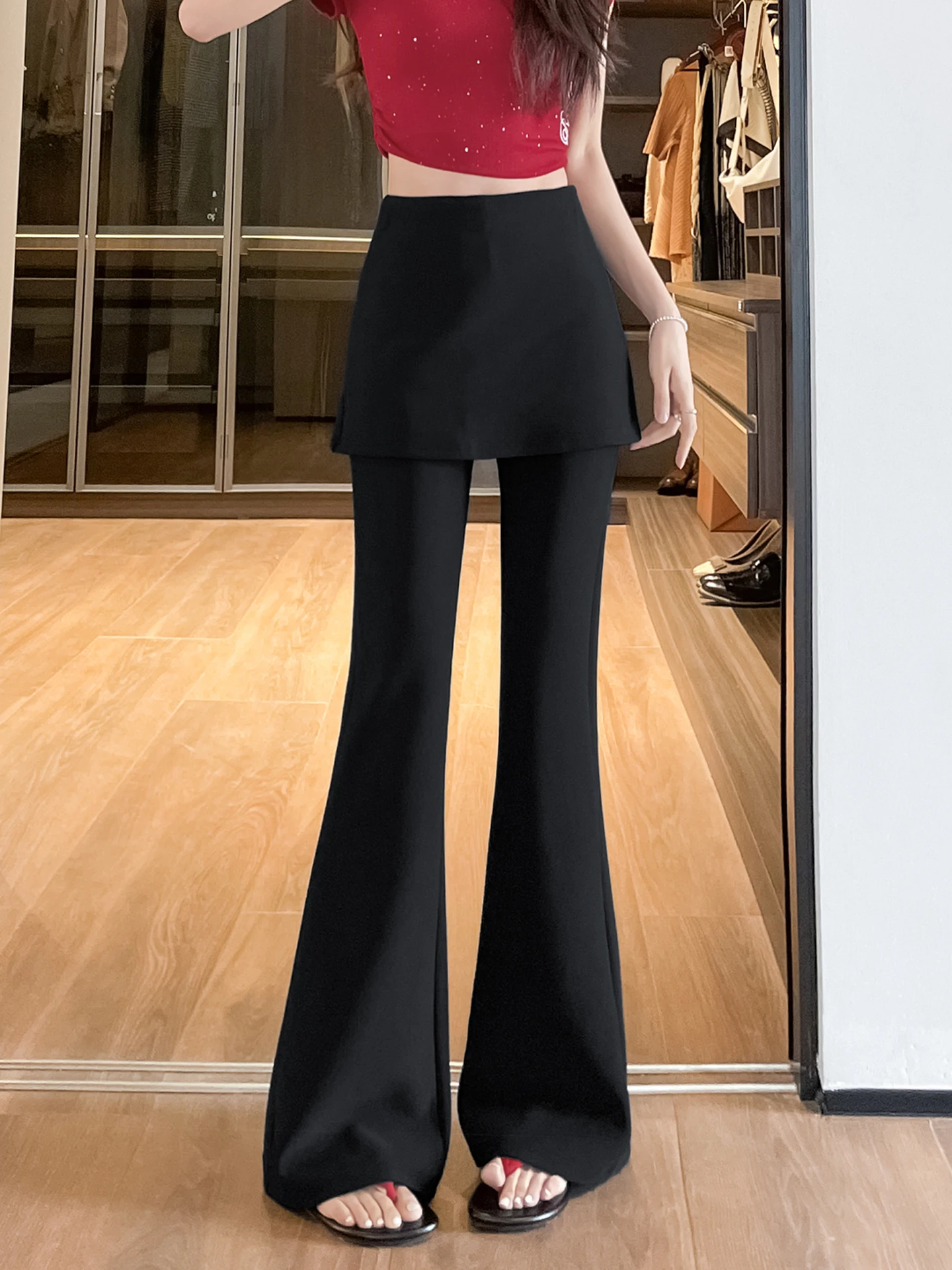 

High Waist Slim Fit Micro Flared Pants Women's Summer 2026 New Style Commute Korean Style Straight Leg High Waist Zipper