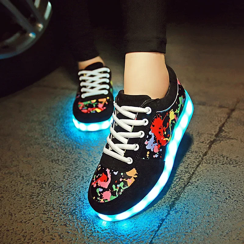 Summer New Glowing Adult Couple Shoes LED Lights USB Charging Low Top Board Shoes Rubber Surface Situation Shoes Polyamide Sole