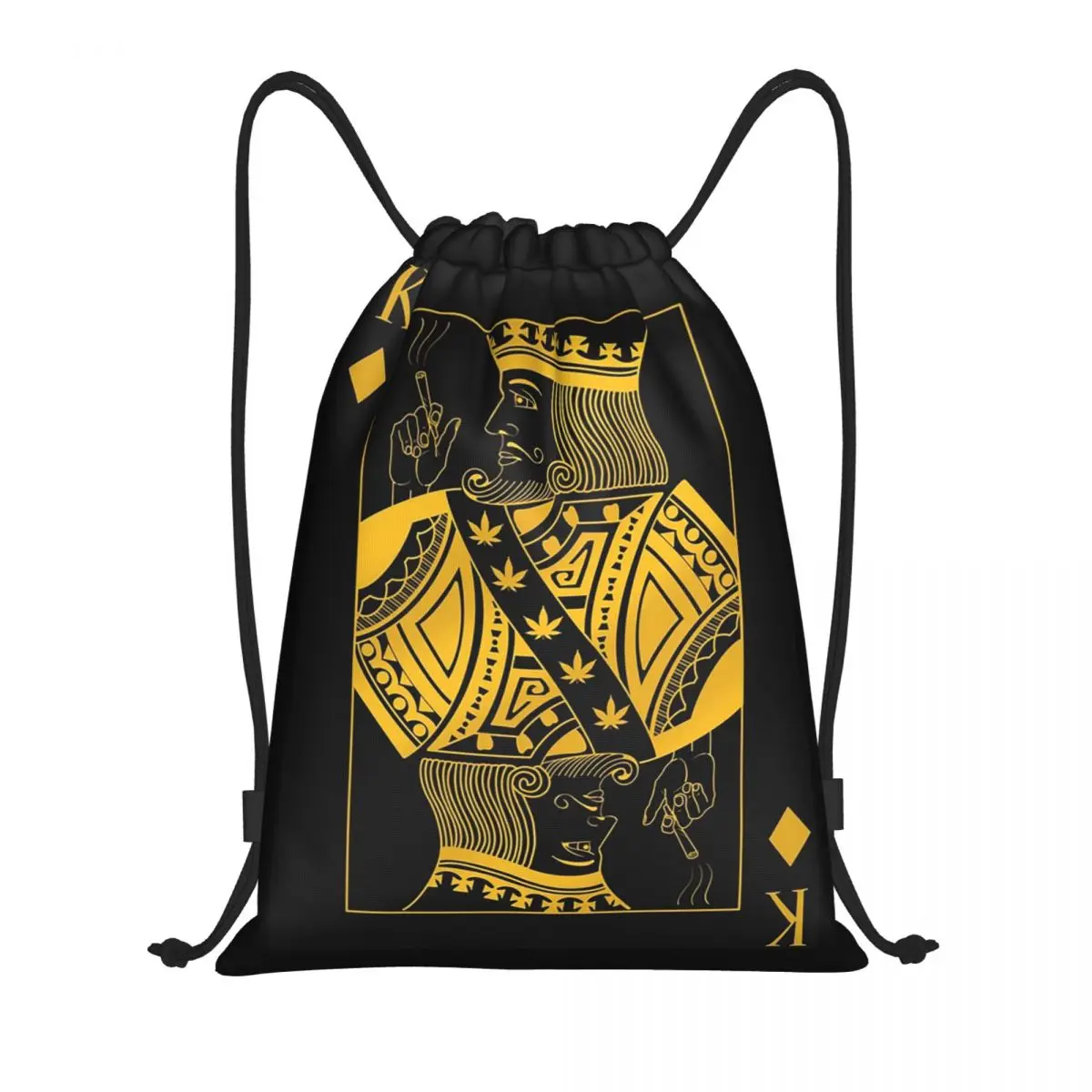 King Of Diamonds Black Poker Playing Card Backpacks Fashion Drawstring Bags Sports Bag Book Bags for Travel School