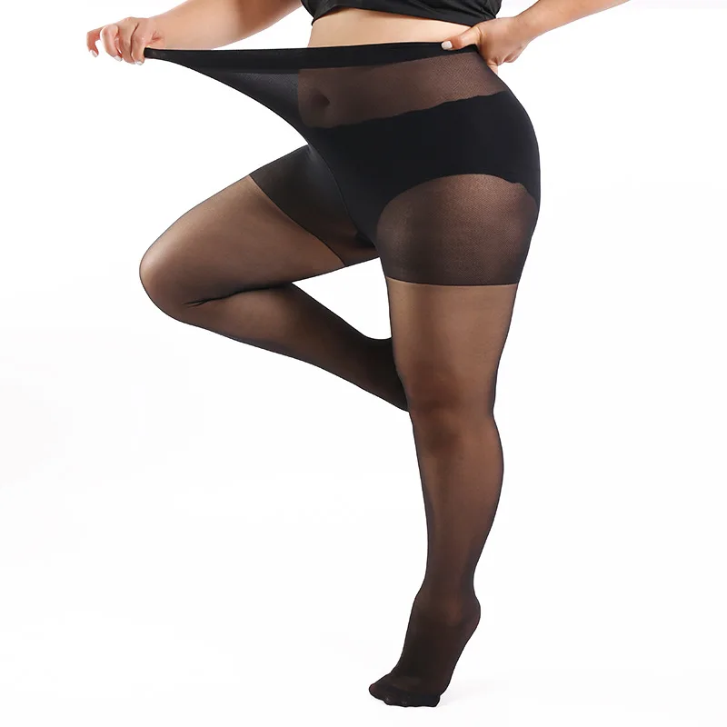 Damen Übergröße 20 Denier Transparente Strumpfhose mit Hoher Taille, Nylon-Strumpfhose, Superelastisch XL-4XL, Große Größen für Kräftige Damen bis 150kg/330lbs – Detail 12