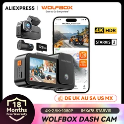 WOLFBOX X5 3 Channel 4K Dash Cam STARVIS 2 IMX678 4K+2.5K Front and Rear Inside Triple Car Camera 5.8GHz WiFi Mirror Car DVR