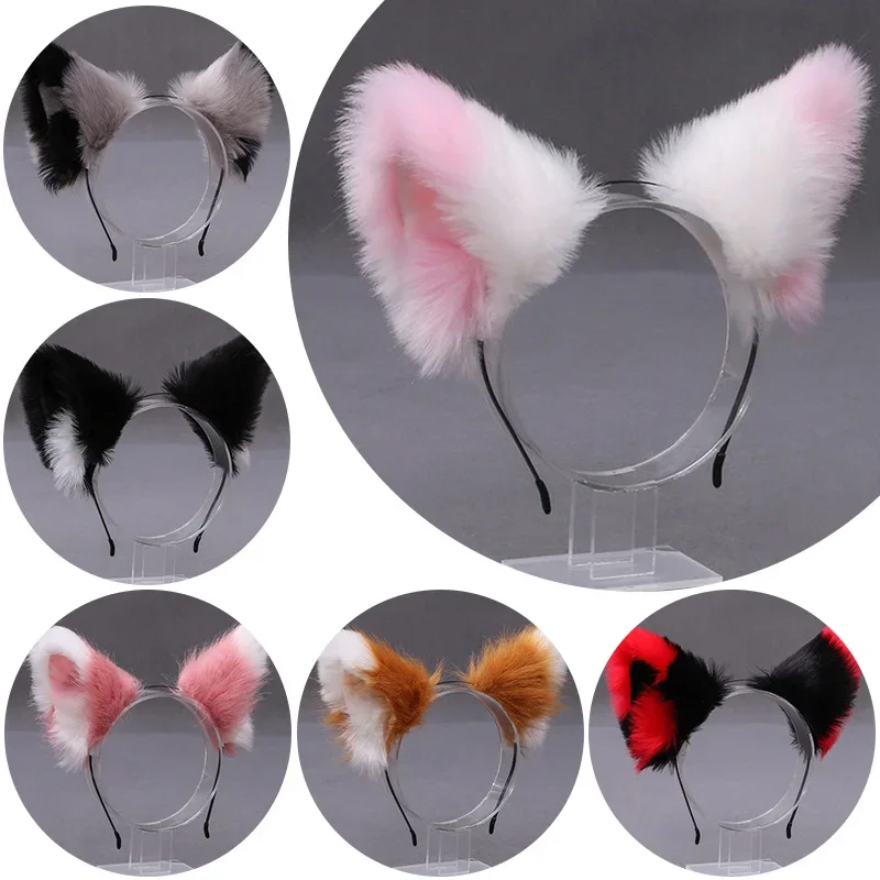 ฟ็อกซ์แมวหูตุ๊กตาผม Hoops คอสเพลย์ Fluffy Plush Hairband แถบคาดศีรษะผู้หญิงสาว Masquerade Party Headwear อุปกรณ์เสริมผม