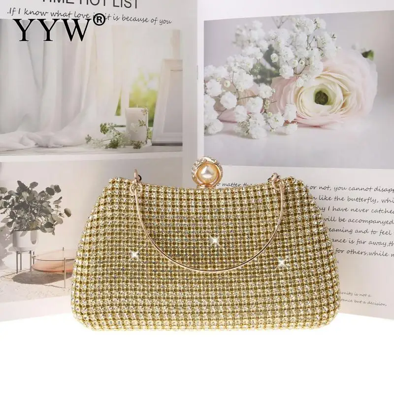 Shiny Rhinestones Small Evening Bags Diamonds Day Clutch Pocket Money Purse With Black Gold Silver Bags Wedding Formal Handbags