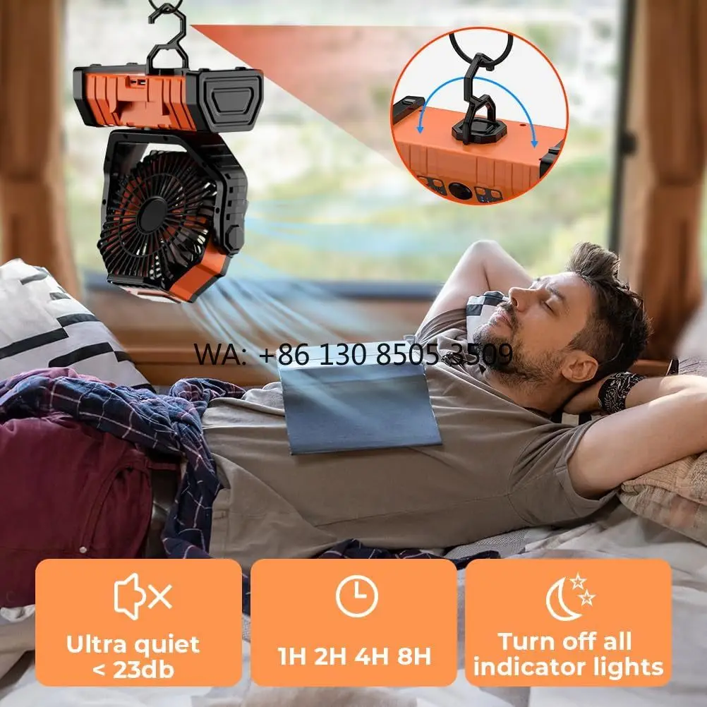 

2024 New 10000mah Solar Fan Outdoor Camping Portable Fan Mobile Power Led Rechargeable Fan