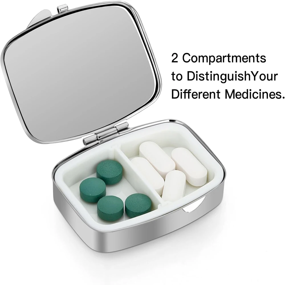 Pill Organizer 2 Compartment Cute Daily Medicine Container Portable Travel Pill Box for Vitamins Cod Liver Oil Supplement