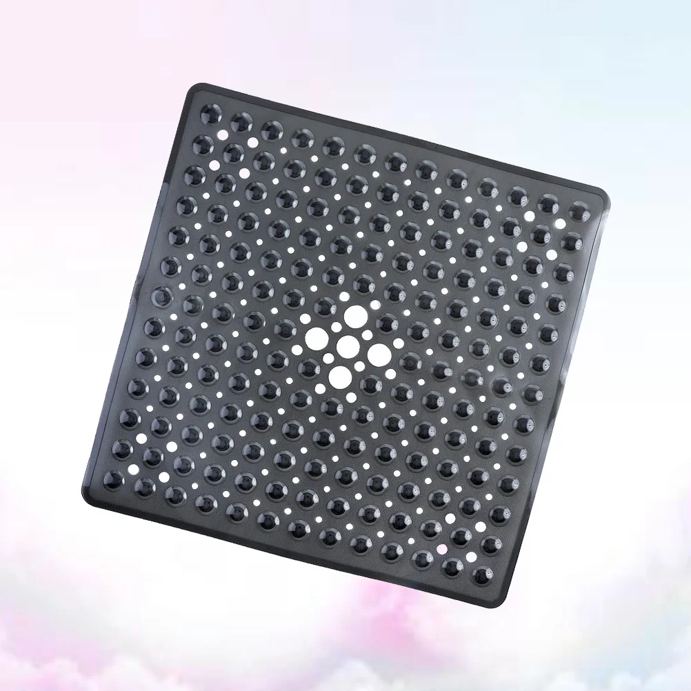 

53X53Cm Non-Slip Floor Mat Square Bathroom Rug Suction Design Shower Bath Pad For Home Door Living Room Black