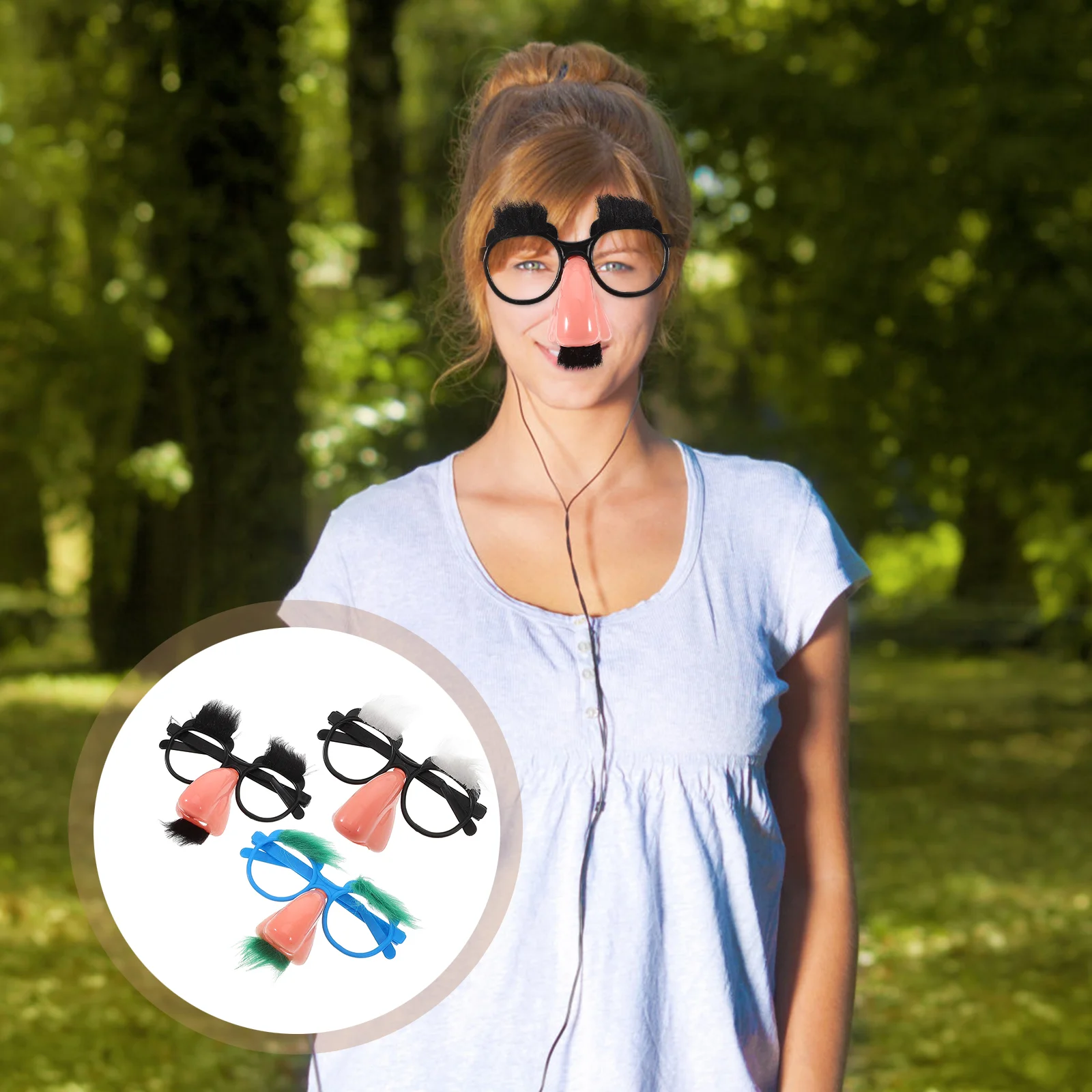 

3pcs Novelty Glasses Big Nose Mustache Eyebrows Plastic Material Funny Prop for Party Masquerade Performance Photo Accessories